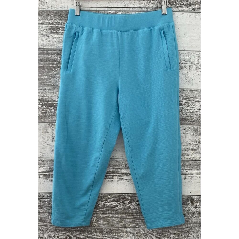 T By Talbots Women's Med 30x22 Joggers Pull On Blue Athleisure Pants UPF 50+